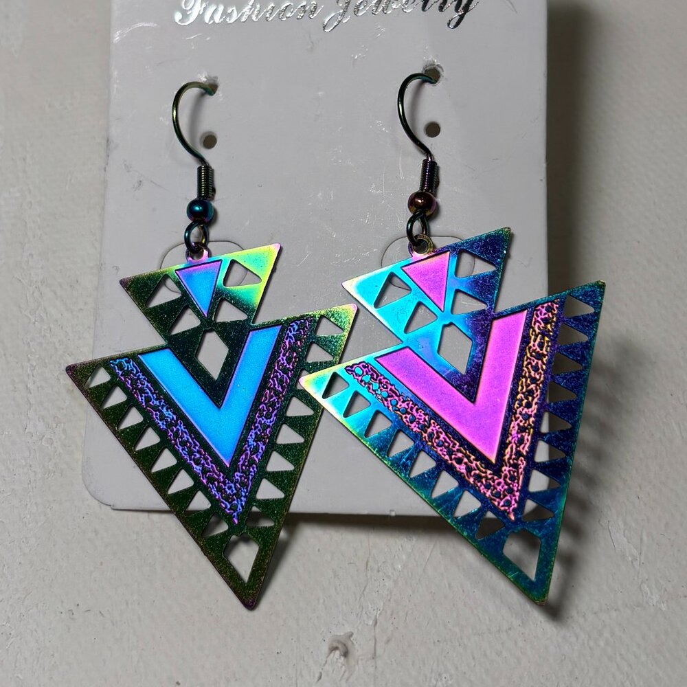 🌈 Rainbow sale! 🌈 Pride Triangle rnbw titanium earrings, as low as $10 bundled